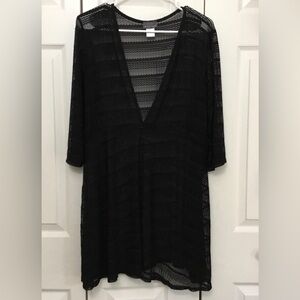 Jordan Taylor Black Sheer V-Neck Swim Coverup NWOT